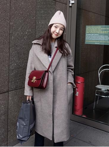 Emperor maybe-baby Korean women's new brown-gray wool coat
