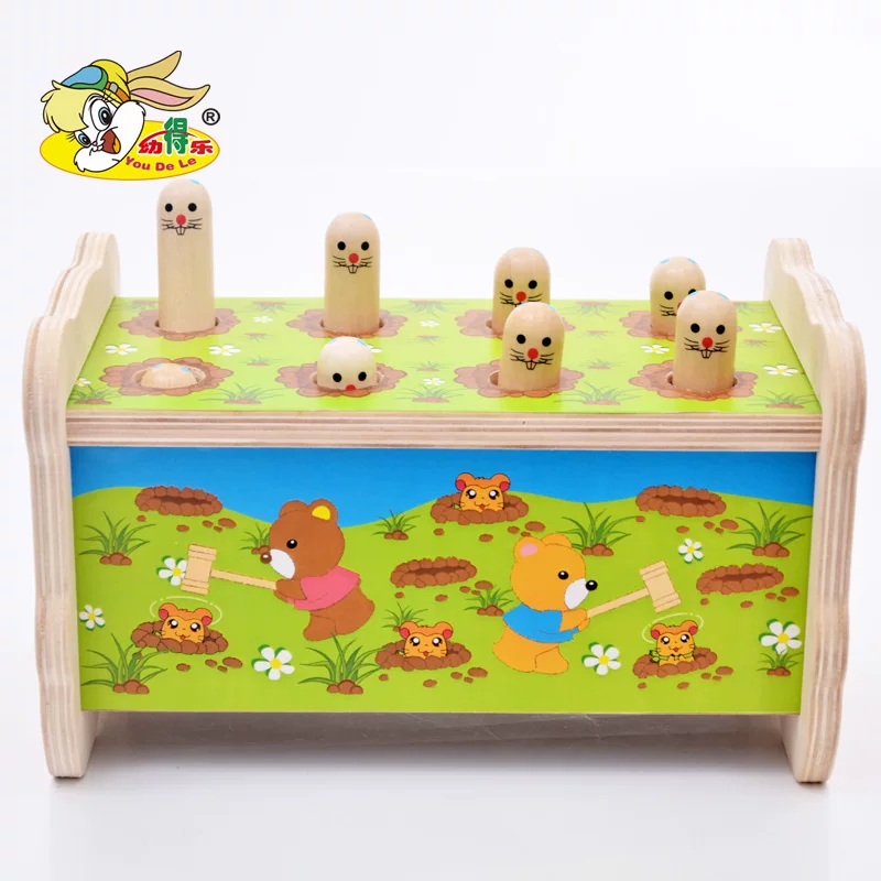 Wooden drums for early age anti-stress \"Gopher\", toy, Birthday gift