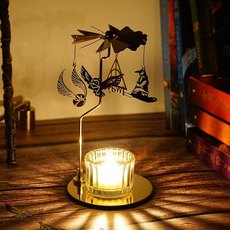 Harry Potter Perimeter Rotating Candle Holders Walk Horse Light Incense Candle Cup Base Hyde Away Golden Flying Thief Christmas-Taobao