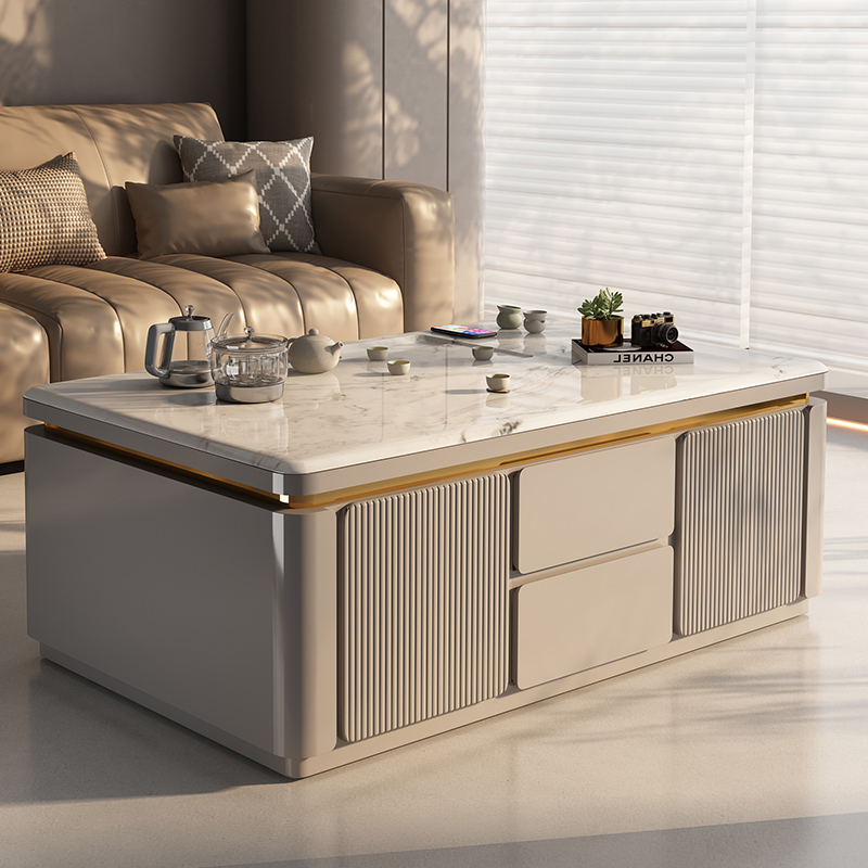 Coffee Table for Living Room 2026 New Model Natural Marble Kung Fu Tea Table Villa Light Luxury High-End Feel Home Use Solid Wood Coffee Table for Living Room 2026 New Model Natural Marble Kung Fu Tea Table Villa Light Luxury High-End Feel Home Use Solid Wood