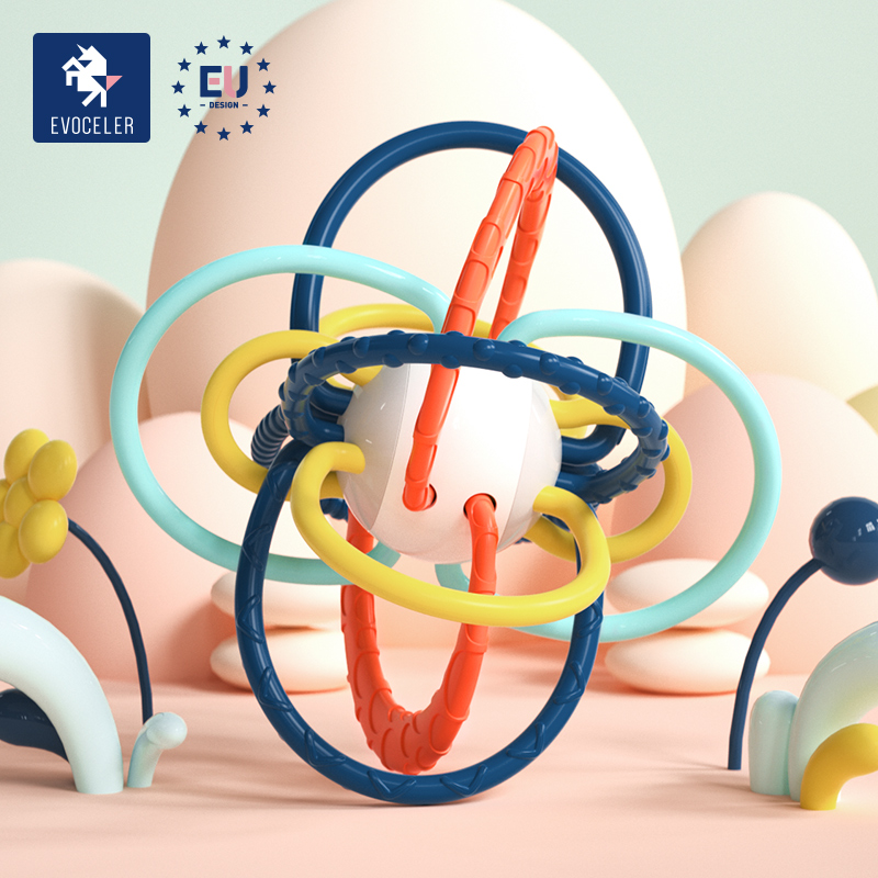 British Evoceler Baby Toy Manhattan Hands Catch Ball Newborn Baby Goodenware Hand Rocking Bell Early to Teach Puzzle