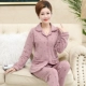 Đồ ngủ cho bà mẹ trung niên mùa xuân và mùa thu cotton thuần mặc nhà phụ nữ dài tay mùa thu và mùa đông cho người trung niên và người lớn tuổi phù hợp với quá khổ - Bên ngoài ăn mặc