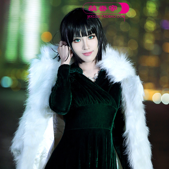 Mengxiangjia One Punch Man Wig Hell's Snow Blowing Fake Hair Short Hair Flat Bangs Cosplay Wig