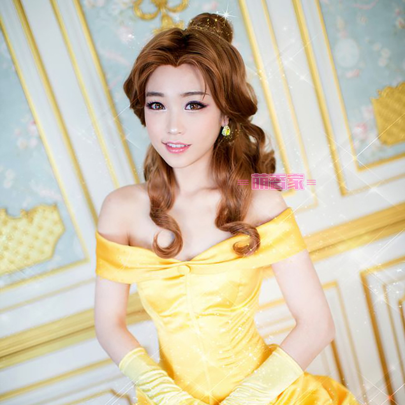 Mengxiangjia Beauty and the Beast Disney Belle Princess European and American Movie Cosplay Wig in Stock