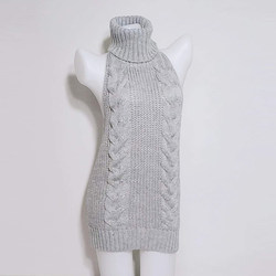 Virgin Killer Backless Sweater Qiluersan 2023 New Sexy Sleeveless Laceup Knitted Sexy Sweater