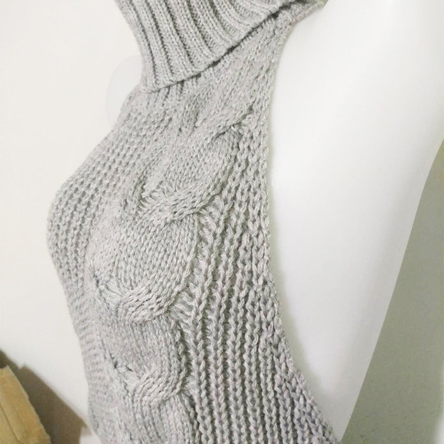 Virgin killer backless sweater seven out of three 2023 new sexy sleeveless tie knitted fun sweater