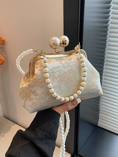 Сумка через плечо, портативная цепь из жемчуга, китайский стиль, с вышивкой