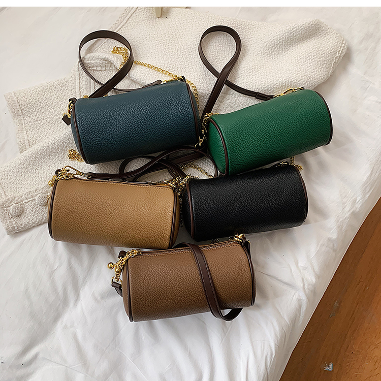 Fashion Retro Solid Color Shoulder Cylindrical Bags Wholesale Nihaojewelry display picture 15