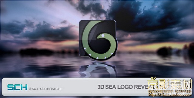 AE模板-三维海洋logo标志演绎片头3D Sea Logo Reveal