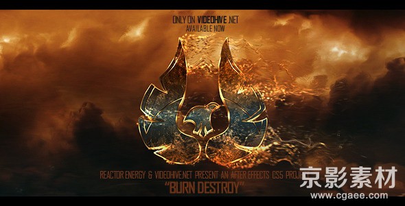 AE模板-史诗火焰质感粒子三维logo展示片头 Burn Destroy