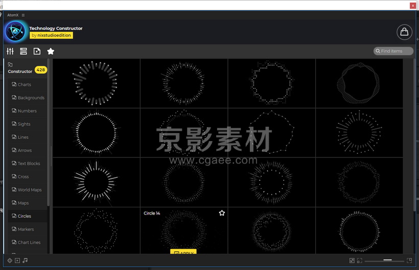 AE脚本-600个科技感HUD信息数据故障场景UI界面元素动画预设 Technology Constructor