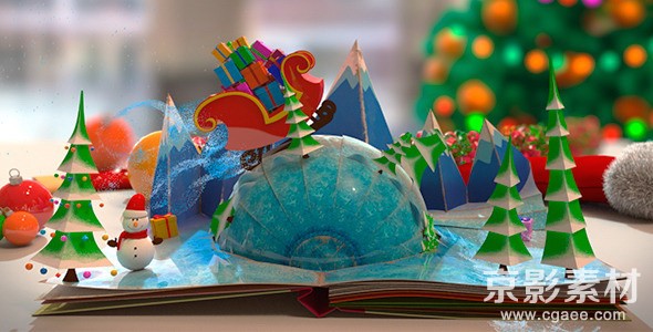 AE模板-圣诞书籍弹出祝福片头 Christmas Pop-Up Book