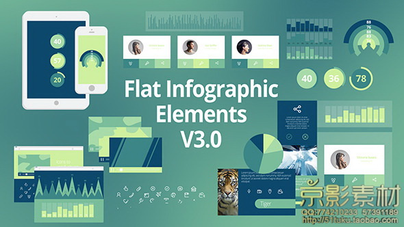 AE模板-扁平风格动态元素Flat Infographic Elements V3.0