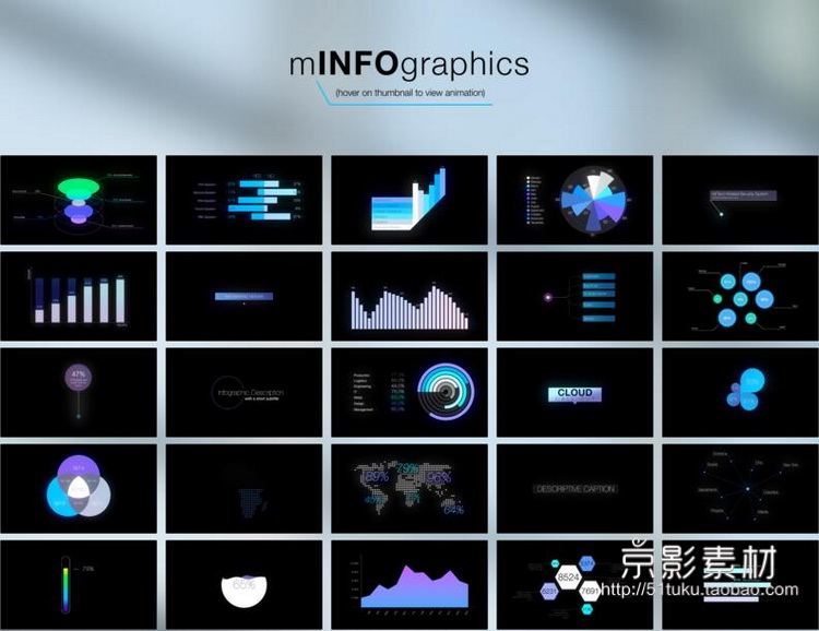 FCPX插件-MotionVFX mInfographics-60种公司企业信息数据图表动画Final Cut Pro X 插件