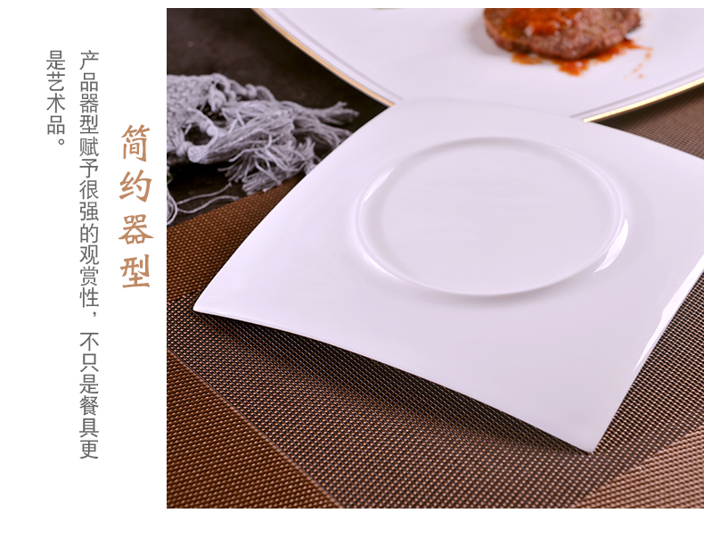 Household manual gold 】 【 ipads China continental plate of pasta dish creative ceramics steak dishes suit