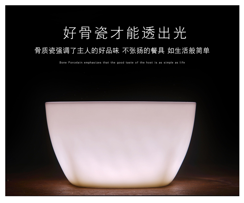 Jingdezhen pure white household ipads China to eat rice bowl Japanese creative move with a single ceramic bowl mercifully rainbow such as bowl with large soup bowl