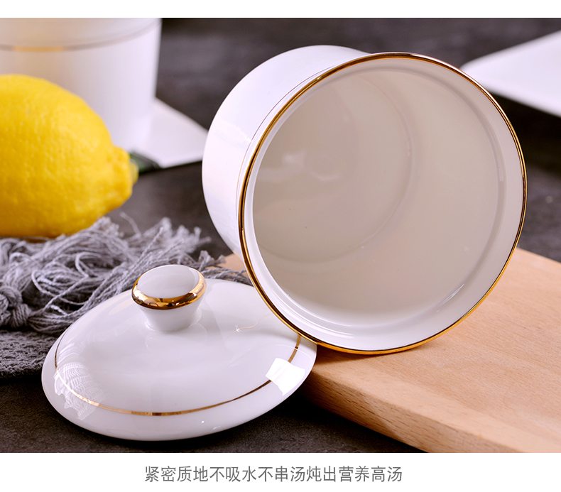 The Bird 's nest manual gold 】 【 steamed egg cup bowl shark fin soup bowl stew stew hose cover small household ceramic stew pot