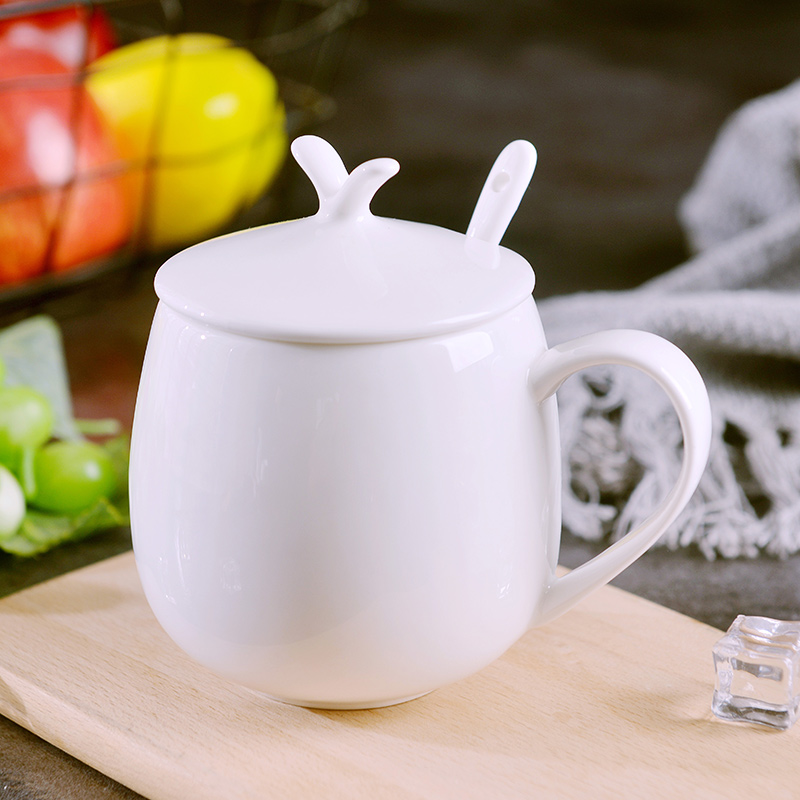 Household under the pure white glaze see colour lid cup plus simple mark cup milk cup ipads porcelain ceramics new coffee cup
