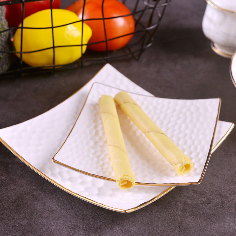 Ipads China up phnom penh manual gold 】 【 relief square pad household ceramics creative snacks dessert plate of fruit plate