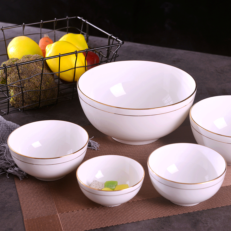 Ipads porcelain rice bowls set manual gold 】 【 household use up phnom penh mercifully rainbow such use Chinese ceramic large soup bowl