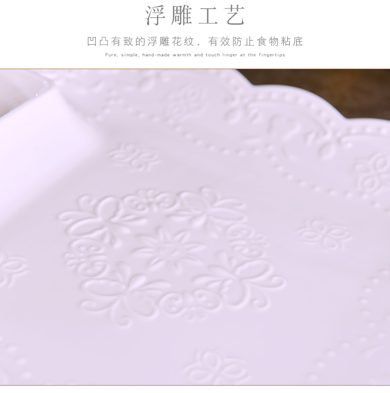 Jingdezhen glaze color creative relief under Chinese style household ceramics round dumplings dribbling vinegar dish square food dish dishes