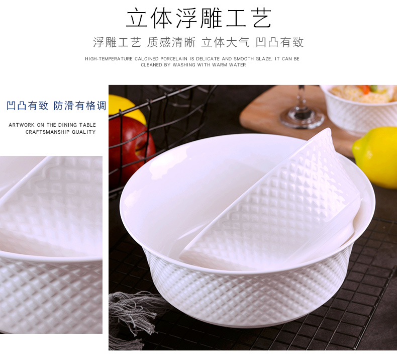 Jingdezhen under pure white ipads porcelain glaze color rainbow such as bowl suit household creative ceramic rice bowl size 8 inches soup bowl