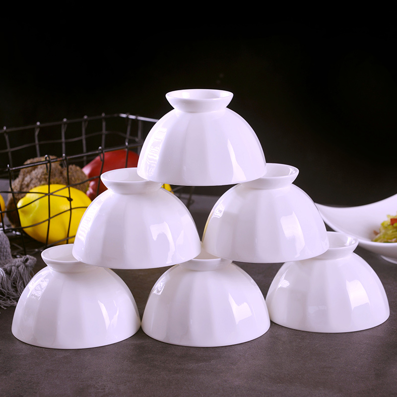 Jingdezhen creative ipads porcelain ten pack 】 【 tall bowl suit household pure white hot ceramic rice bowls