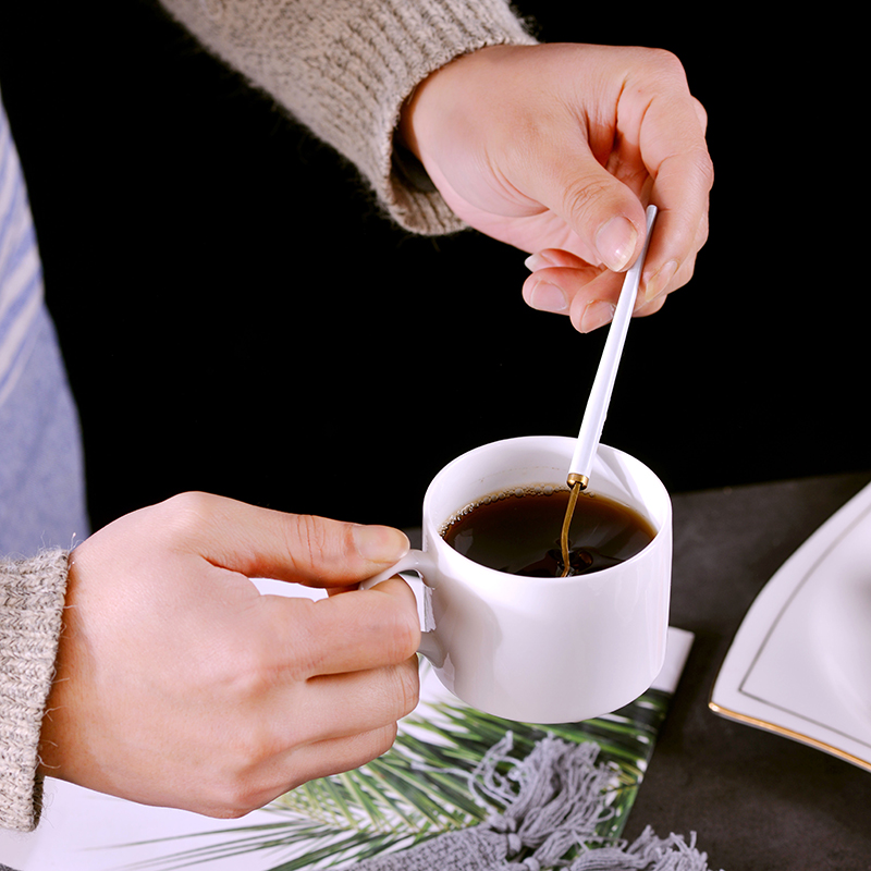 Pure white glass household jingdezhen ceramic cup coffee milk cup Europe type contracted coffee cups and saucers ipads China