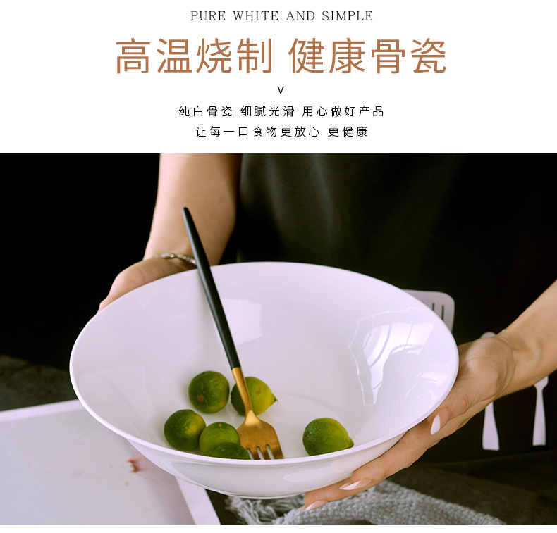 Household pure white ipads China large soup bowl ceramic eat rainbow such use Chinese soup basin creative contracted a single dish bowl