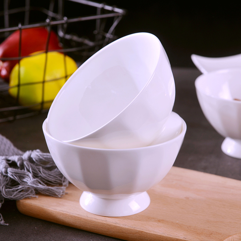 Jingdezhen creative ipads porcelain ten pack 】 【 tall bowl suit household pure white hot ceramic rice bowls
