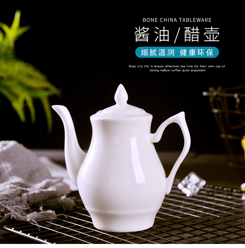 Pure white ipads porcelain jingdezhen capped pot of kitchen household ceramics soy sauce vinegar sauce pot small leakproof fragrant oil can