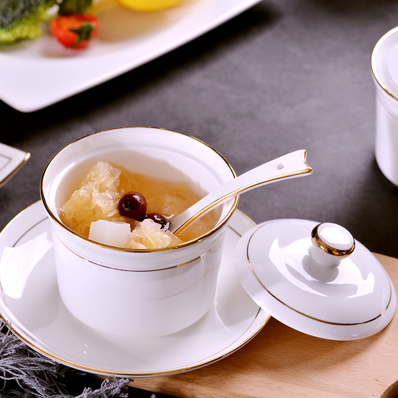 The Bird 's nest manual gold 】 【 steamed egg cup bowl shark fin soup bowl stew stew hose cover small household ceramic stew pot