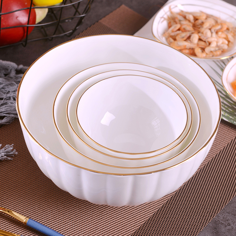 Jingdezhen creative manual gold 】 【 ipads porcelain rice bowls of household of Chinese style single eat noodles bowl large soup bowl