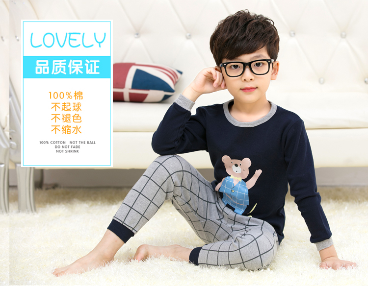 Bộ đồ lót trẻ em cho bé trai cotton cổ tròn quần áo mùa thu bé gái cổ giữa chạm đáy trẻ em cotton ngủ quần áo mùa đông bexinhshop shop