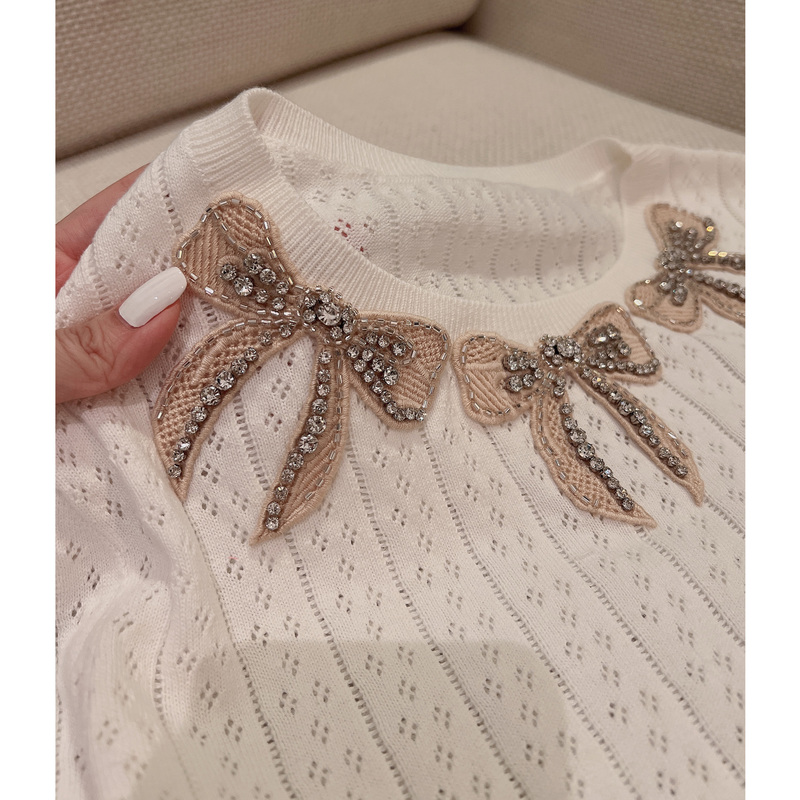 Annalemon Recommends Nu in This Issue ┋ Warren Heavy Industries Diamond Bow Beaded Embroidery Hollow Crochet Top Annalemon Recommends Nu in This Issue ┋ Warren Heavy Industries Diamond Bow Beaded Embroidery Hollow Crochet Top