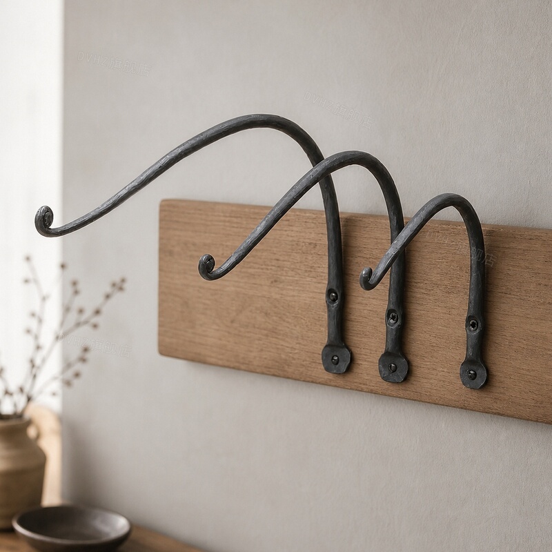 Retro Iron Decorative Hook Wall Hanging Coat Hook Black Artistic Decoration Small Size