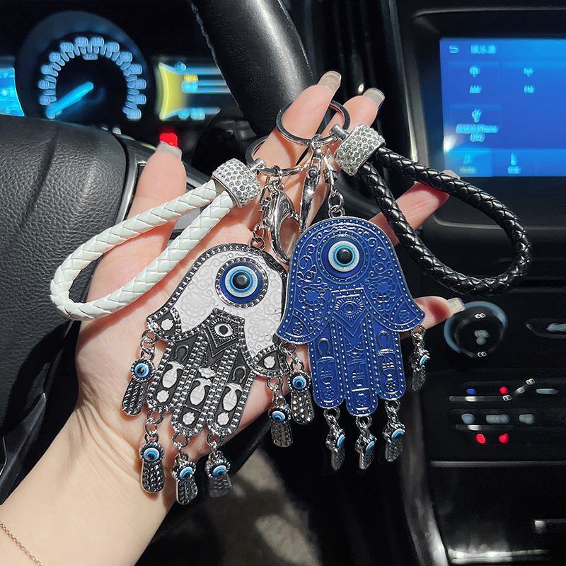 Evil Eye Devil's Eyelid Rope Keychain Hamsa Fatima's Car Key Chain Bag Pendant