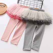 Girls  pants and skirts fake two pieces spring and Autumn 2021 children wear thin cotton three-year-old children baby pants