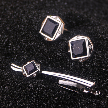 Hunting-Style Crystal Tie Clip, Diamond Tie Clip, Men's Tie Clip, Wedding Tie Clip, Cufflink Tie Clip Set