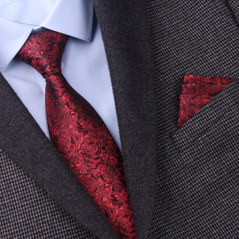 Burgundy Rose Mulberry Silk Tie Men's Formal Business Groom Wedding Professional Burgundy Zipper Tie