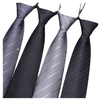Gray men's knot-free japanese style narrow high-end tie