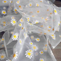 New clear and elegant wind small daisy netting gauze stock printed foreign air lace flower soft photo clothing dress fabric