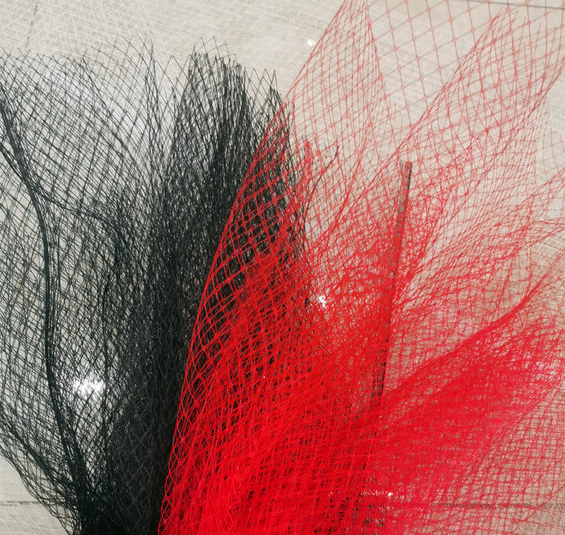 Black white red diamond-shaped large mesh hard gauze modeling yarn Handmade top hat hard mesh modeling mesh yarn