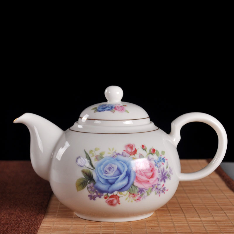 High temperature resistant teapot ceramic with filter hole large number single pot home Chinese restaurant office Qing flower Porcelain Bubble Teapot-Taobao