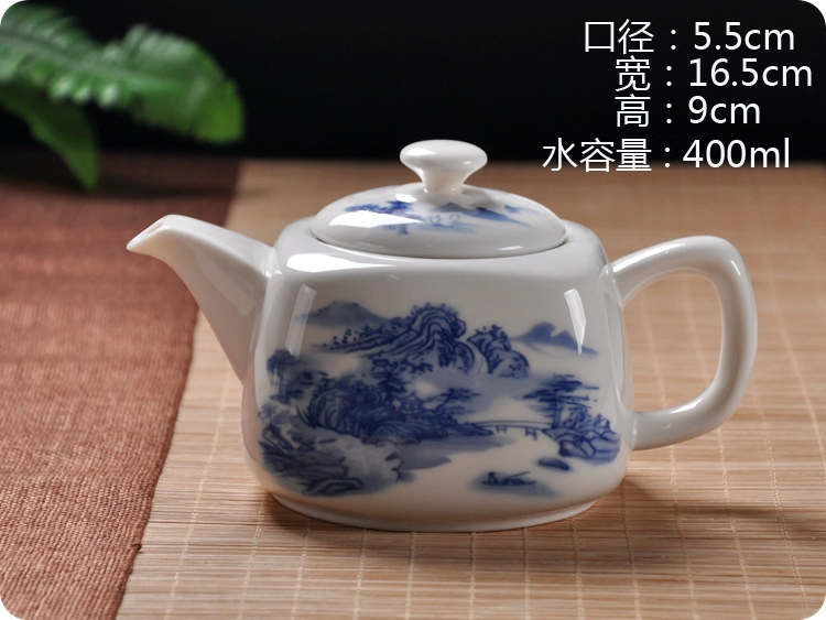 Jingdezhen ấm trà gốm lớn nhà hàng hiện đại nhà kungfu bộ với bộ lọc chịu nhiệt màu xanh và trắng sứ đơn - Trà sứ