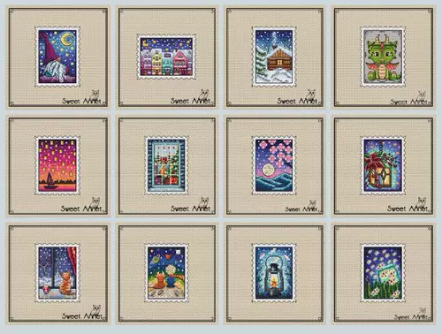 [DMC R Line Set] Печать перекрестной вышивки Symnomies Индивидуальная серия штампов 72-83 Деревянная плата