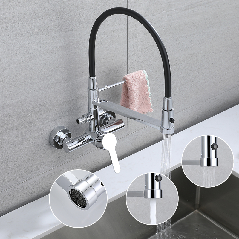 In-Wall Kitchen Hot and Cold Faucet Pull-Out Household Sink Basin Universal Splash-Proof Shower Faucet In-Wall Kitchen Hot and Cold Faucet Pull-Out Household Sink Basin Universal Splash-Proof Shower Faucet