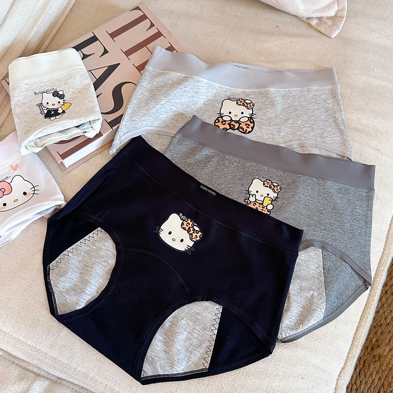 Pathfinder Cat All-Cotton Seamless Leak-Proof Menstrual Underwear, Anti-Side Leakage, Easy to Clean, Hip-Hugging Mid-Waist Women's Underwear