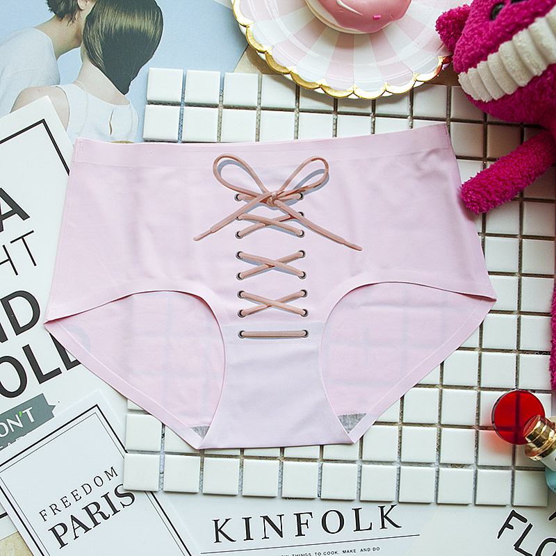 (2 fine clothing) pink adorable butterfly knot printed sexy Tiglutes a piece of ice-scarred underpants woman