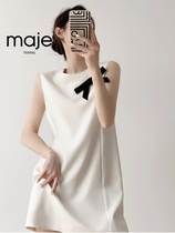 High-end customized white dress for women with certificate high-end summer French style bow sleeveless vest dress
